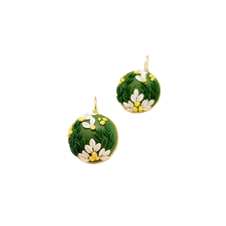 Earrings gold margarites flowers1